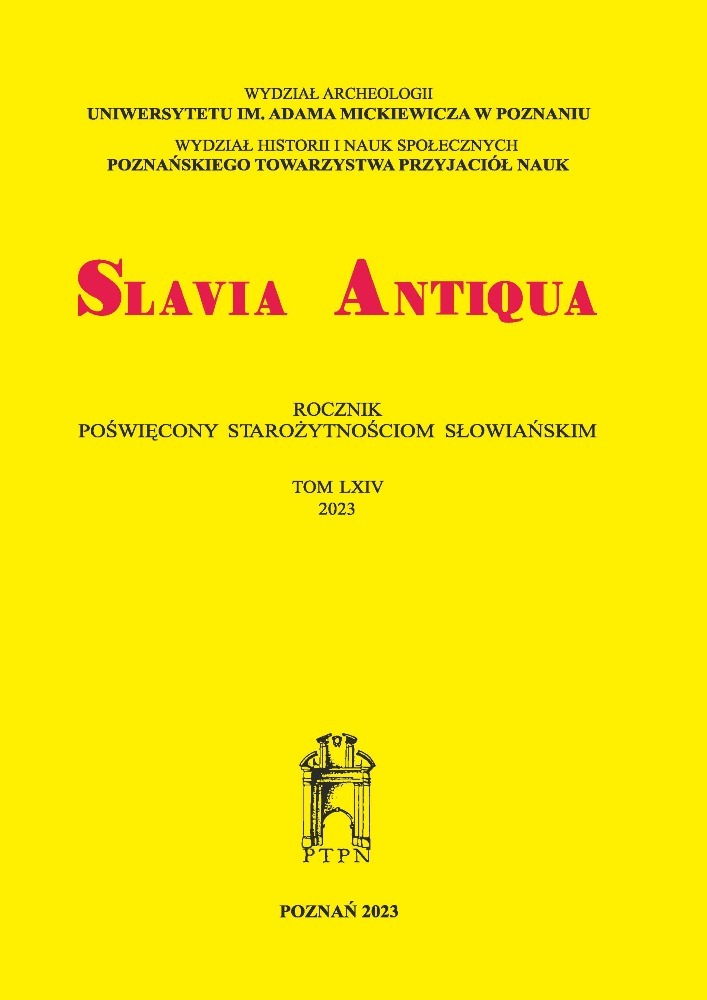 Okładka czasopisma Slavia Antiqua.  Rocznik poświęcony starożytnościom słowiańskim, nr 64, rok 2023