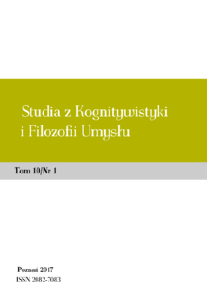 Okładka czasopisma Studia z Kognitywistyki i Filozofii Umysłu, tom 10, nr 1, rok 2017