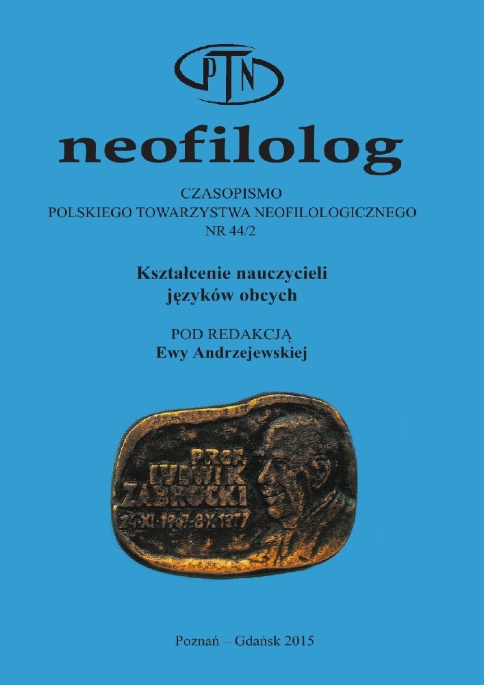 Okładka czasopisma Neofilolog, nr 44/2, rok 2015, tytuł Kształcenie nauczycieli języków obcych