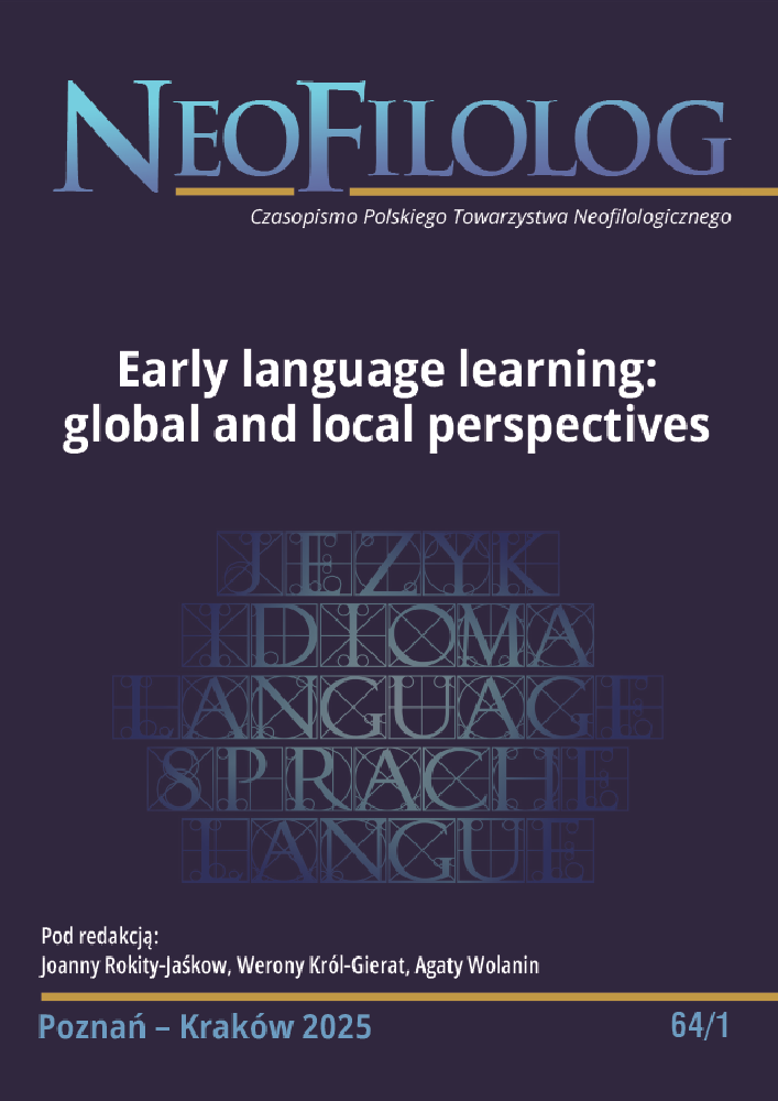 Okładka czasopisma Neofilolog, nr 64/1, rok 2025, tytuł Early language learning: global and local perspectives