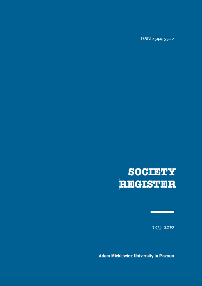 Journal cover Society Register, volume 3, no. 3, year 2019
