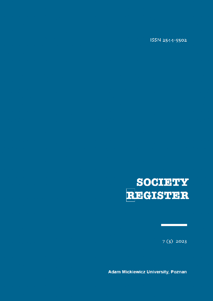 Journal cover Society Register, volume 7, no. 3, year 2023