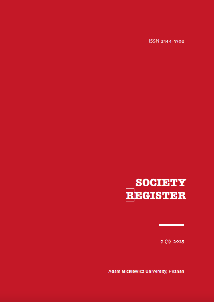 Journal cover Society Register, volume 9, no. 1, year 2025