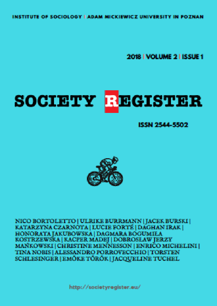 Journal cover Society Register, volume 2, no. 1, year 2018