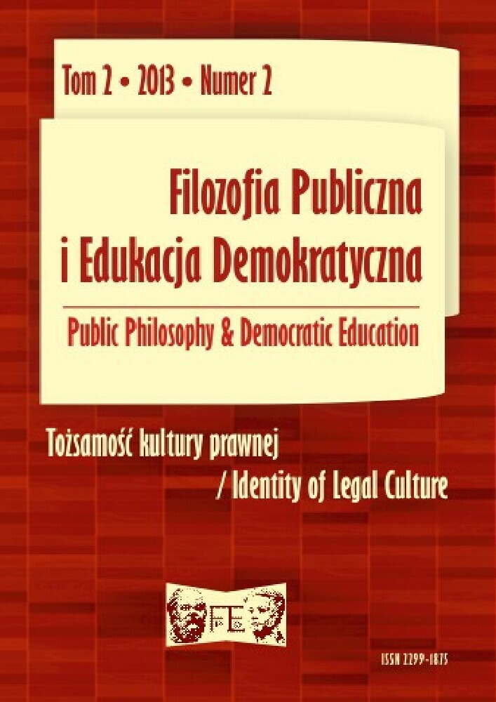 Okładka czasopisma Filozofia Publiczna i Edukacja Demokratyczna, tom 2, nr 2, rok 2013