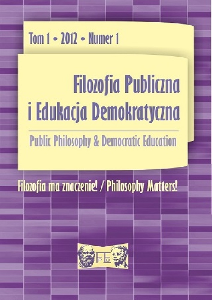 Okładka czasopisma Filozofia Publiczna i Edukacja Demokratyczna, tom 1, nr 1, rok 2012