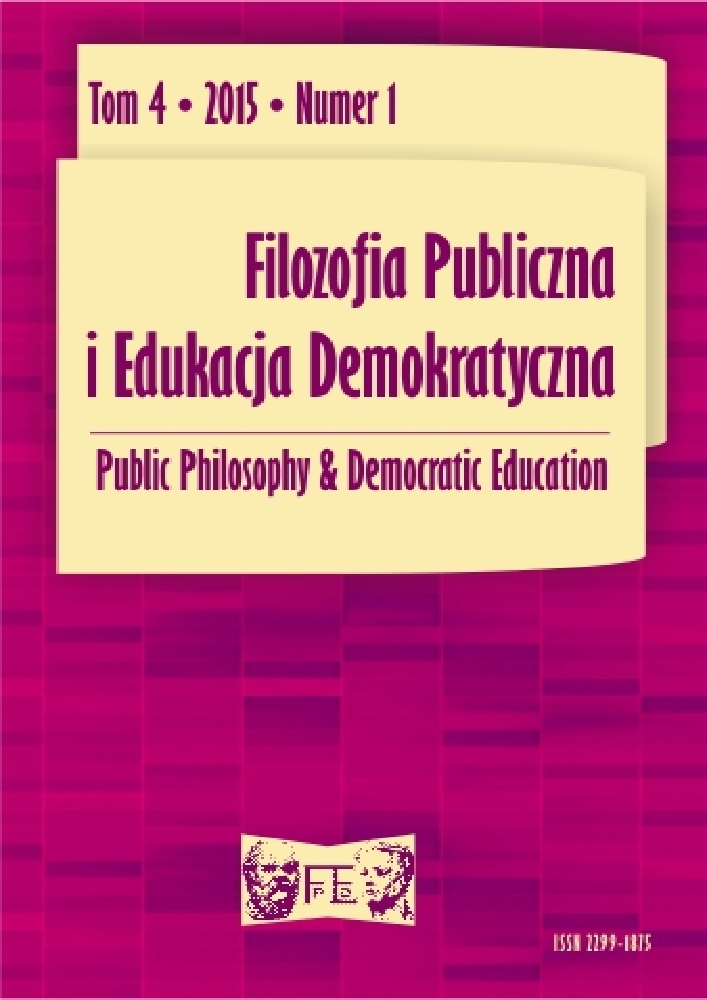 Okładka czasopisma Filozofia Publiczna i Edukacja Demokratyczna, tom 4, nr 1, rok 2015