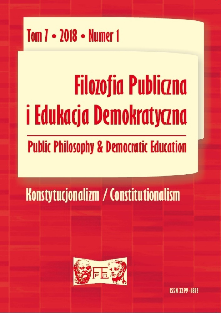 Okładka czasopisma Filozofia Publiczna i Edukacja Demokratyczna, tom 7, nr 1, rok 2018