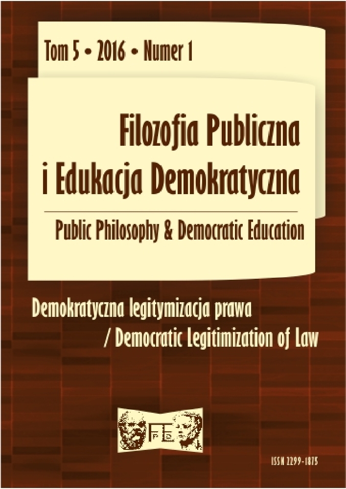 Okładka czasopisma Filozofia Publiczna i Edukacja Demokratyczna, tom 5, nr 1, rok 2016