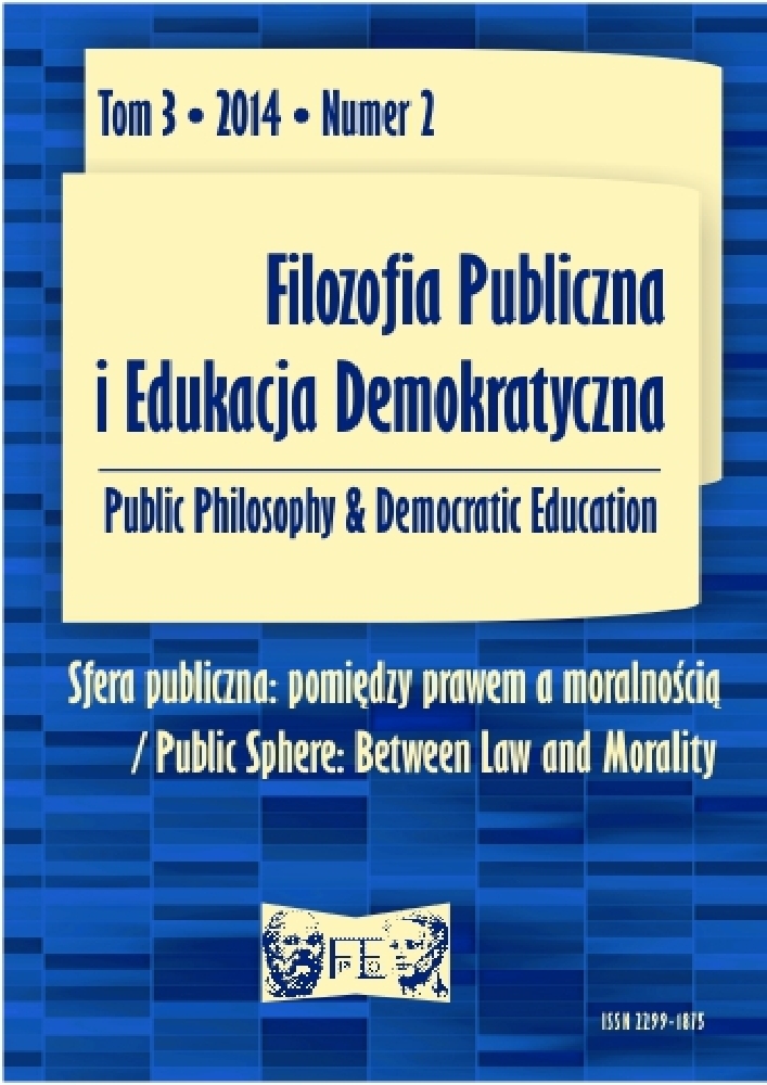 Okładka czasopisma Filozofia Publiczna i Edukacja Demokratyczna, tom 3, nr 2, rok 2014