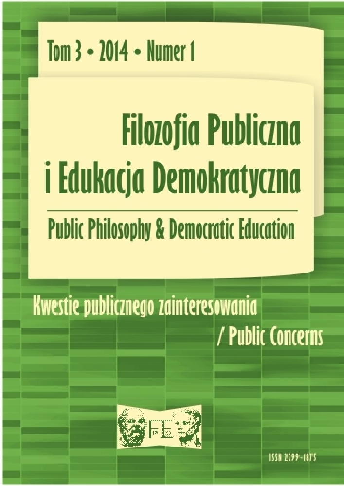Okładka czasopisma Filozofia Publiczna i Edukacja Demokratyczna, tom 3, nr 1, rok 2014