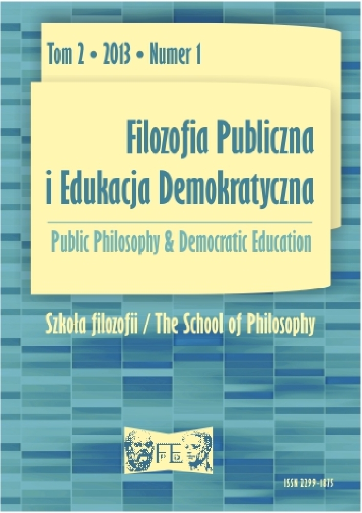 Okładka czasopisma Filozofia Publiczna i Edukacja Demokratyczna, tom 2, nr 1, rok 2013