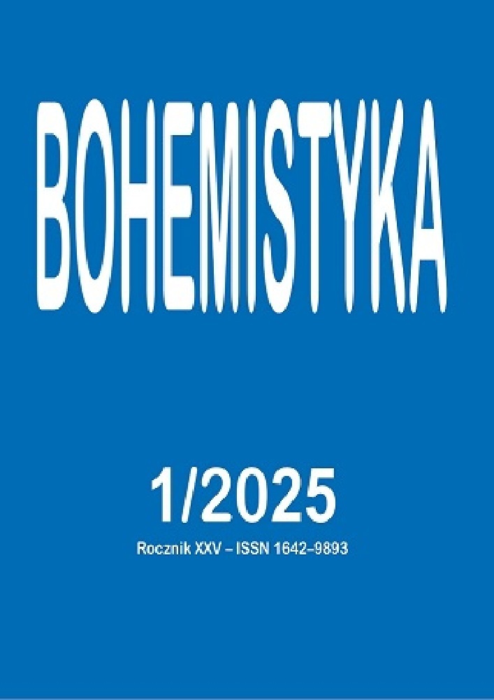 Okładka czasopisma Bohemistyka, tom 25, nr 1, rok 2025, tytuł Bohemistyka