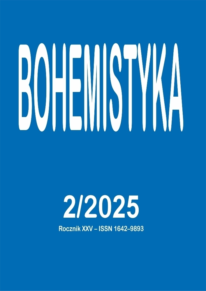 Okładka czasopisma Bohemistyka, tom 25, nr 2, rok 2025, tytuł Bohemistyka