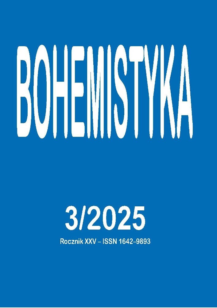 Okładka czasopisma Bohemistyka, tom 25, nr 3, rok 2025, tytuł Bohemistyka