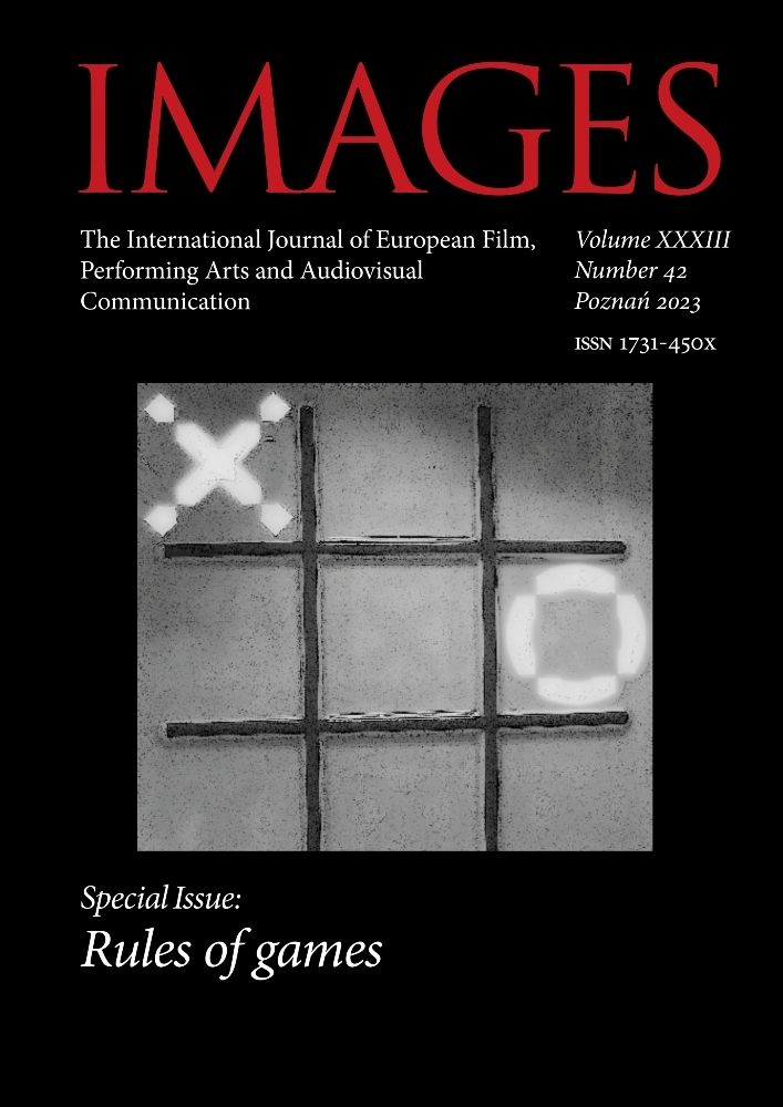 Okładka czasopisma Images. The International Journal of European Film, Performing Arts and Audiovisual Communication, tom 33, nr 42, rok 2023, tytuł The Special Issue: Rules of games