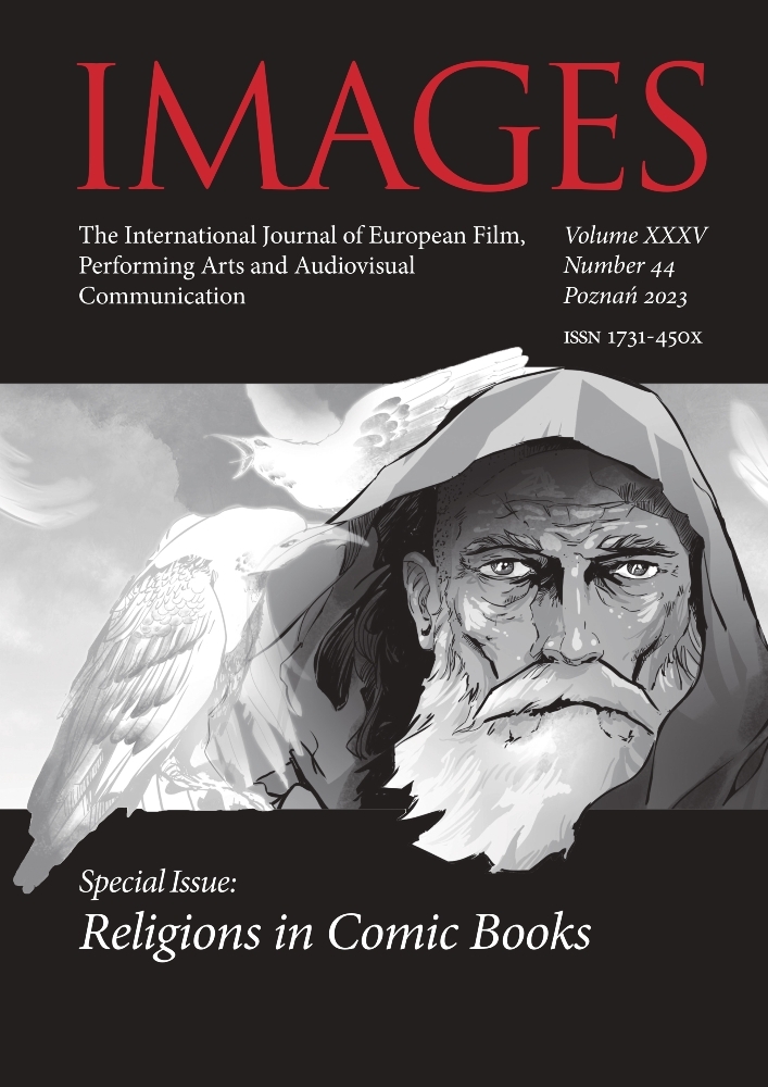 Okładka czasopisma Images. The International Journal of European Film, Performing Arts and Audiovisual Communication, tom 35, nr 44, rok 2023, tytuł The Special Issue: Religions in Comic Books