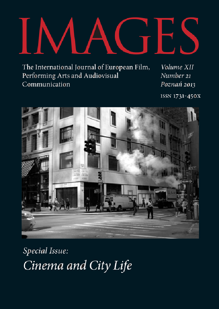 Okładka czasopisma Images. The International Journal of European Film, Performing Arts and Audiovisual Communication, tom 12, nr 21, rok 2013, tytuł Cinema and City Life