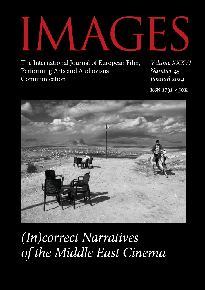 Okładka czasopisma Images. The International Journal of European Film, Performing Arts and Audiovisual Communication, tom 36, nr 45, rok 2024, tytuł (In)correct Narratives of the Middle East Cinema