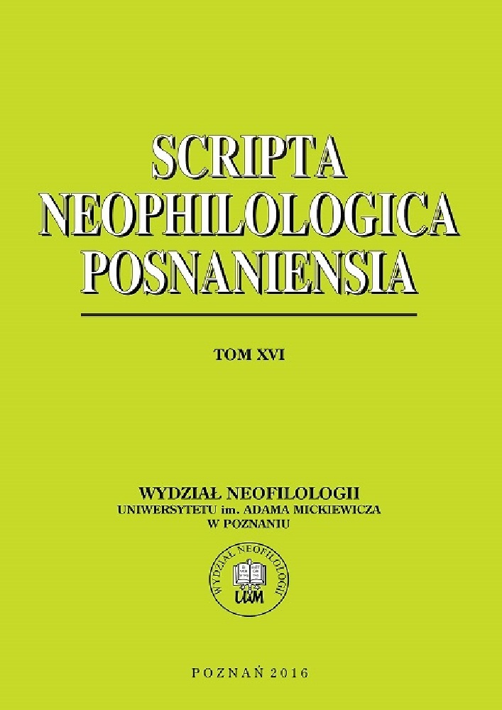 Okładka czasopisma Scripta Neophilologica Posnaniensia, nr 16, rok 2016