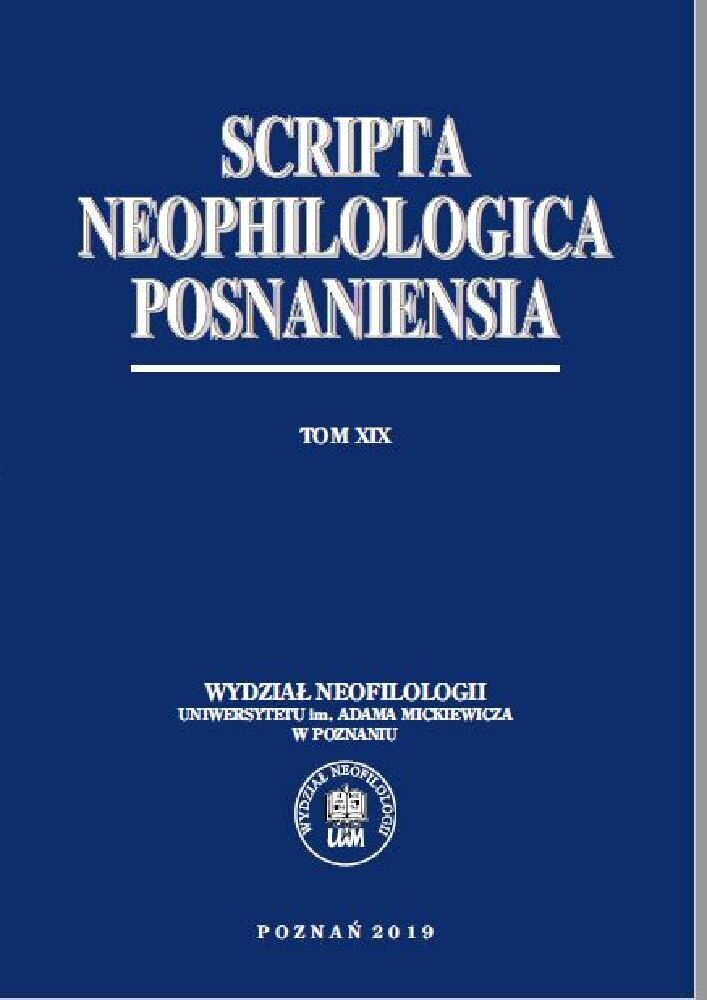 Okładka czasopisma Scripta Neophilologica Posnaniensia, tom 19, rok 2019