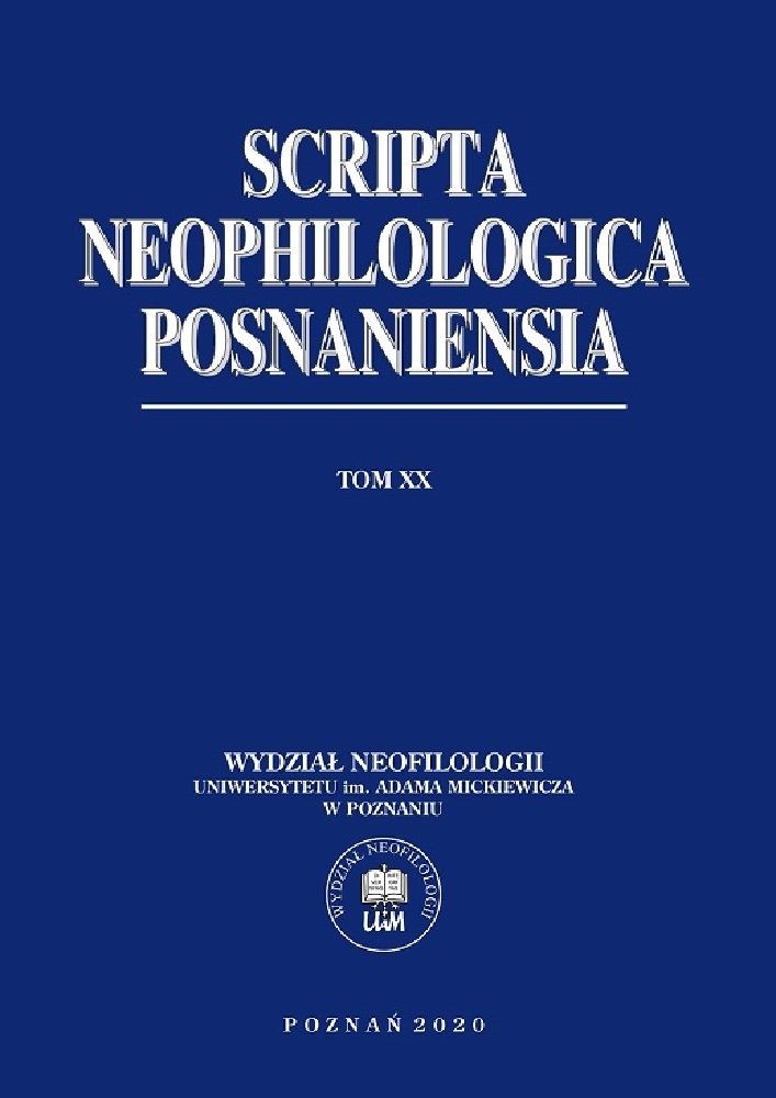 Okładka czasopisma Scripta Neophilologica Posnaniensia, tom 20, rok 2020