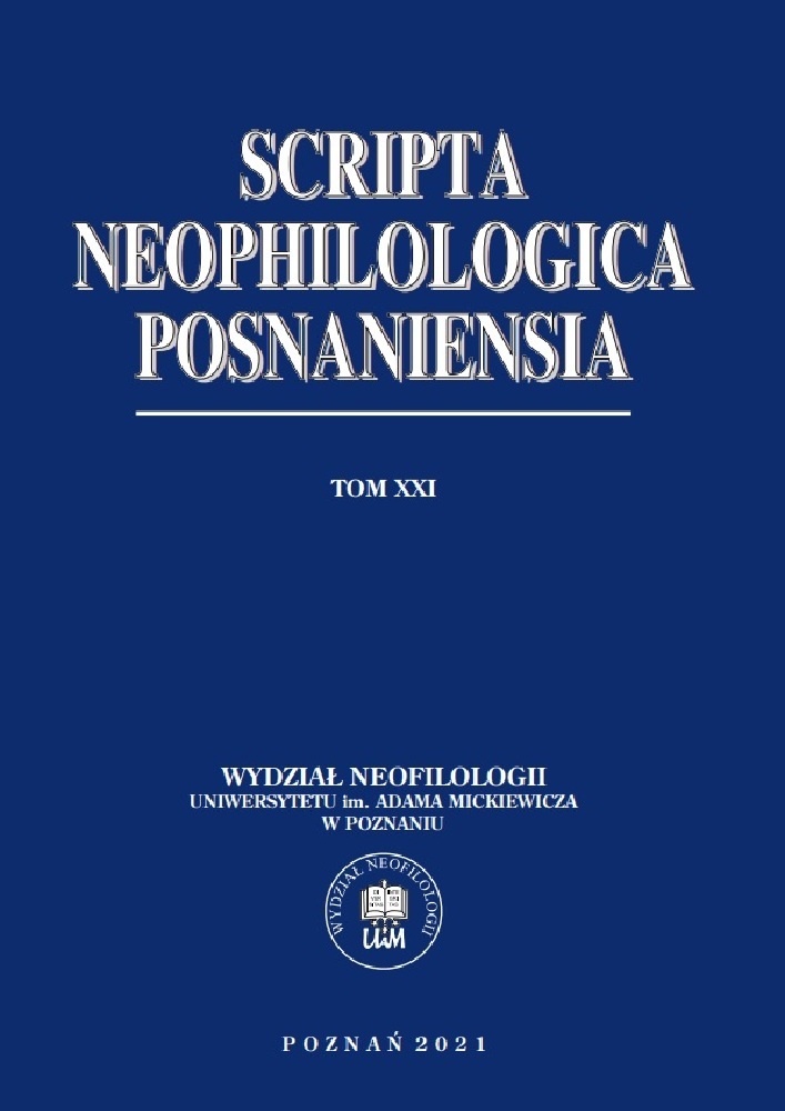 Okładka czasopisma Scripta Neophilologica Posnaniensia, tom 21, rok 2021