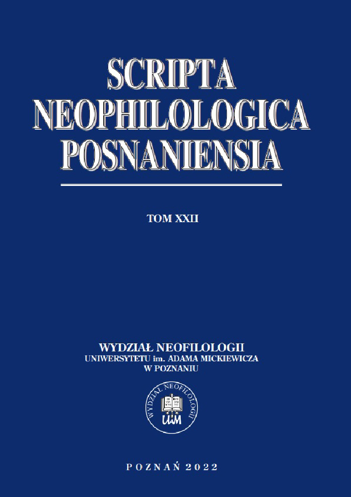 Okładka czasopisma Scripta Neophilologica Posnaniensia, tom 22, rok 2022