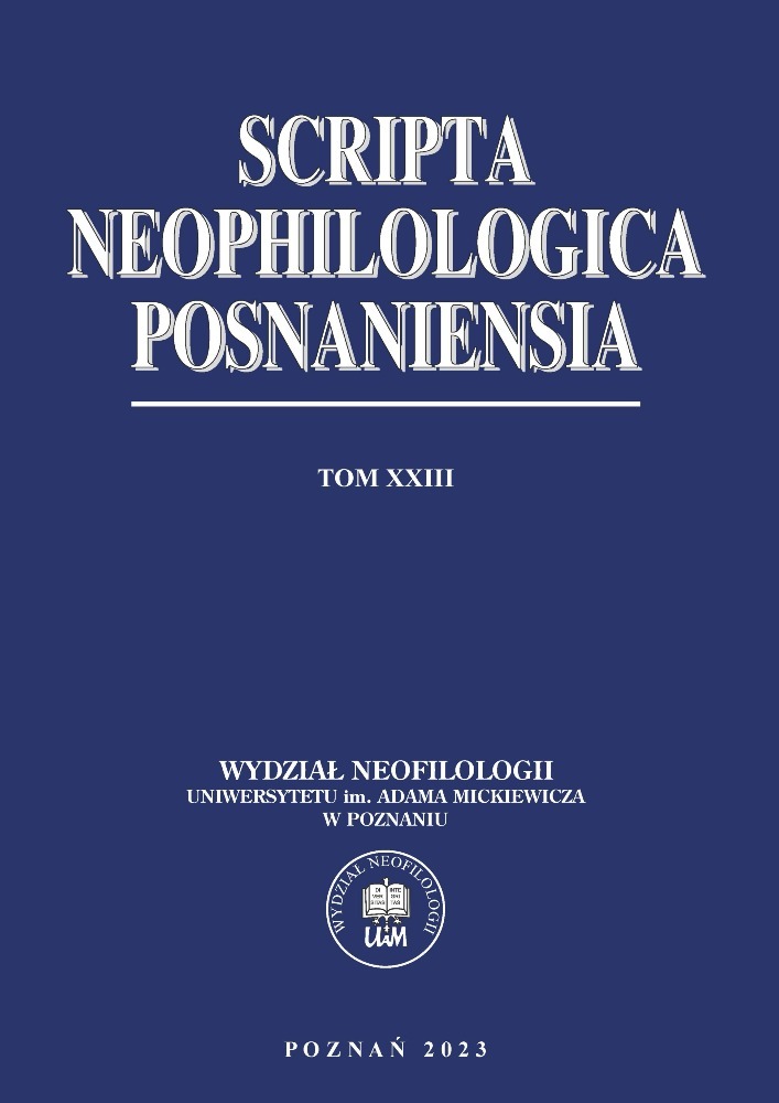 Okładka czasopisma Scripta Neophilologica Posnaniensia, tom 23, rok 2023
