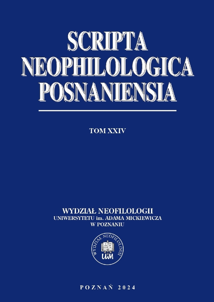 Okładka czasopisma Scripta Neophilologica Posnaniensia, tom 24, rok 2024