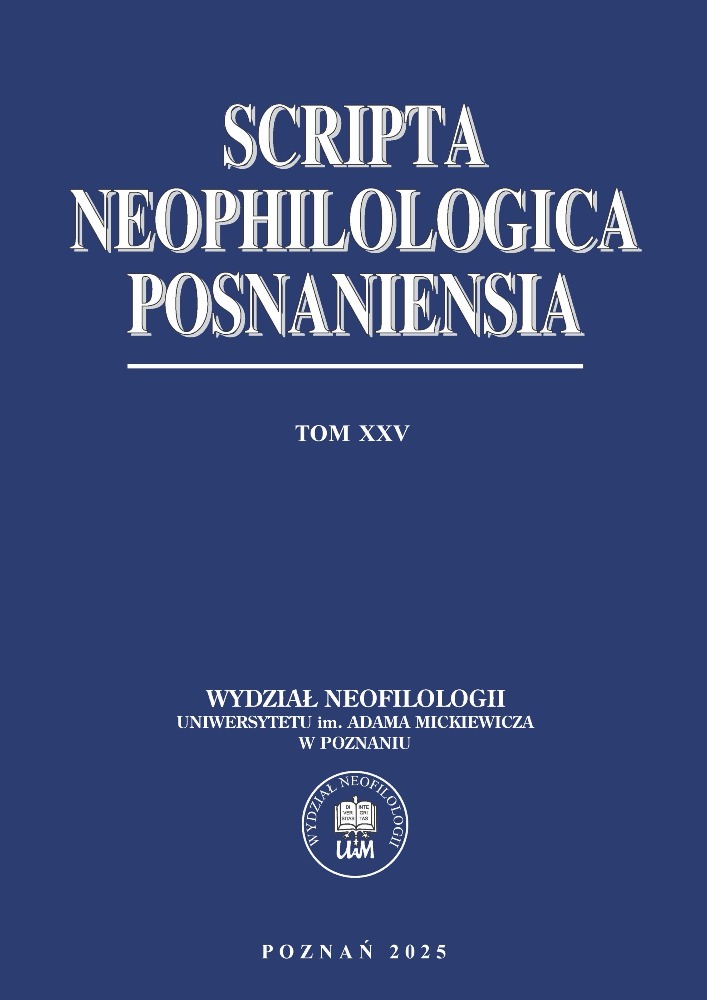 Okładka czasopisma Scripta Neophilologica Posnaniensia, tom 25, rok 2025