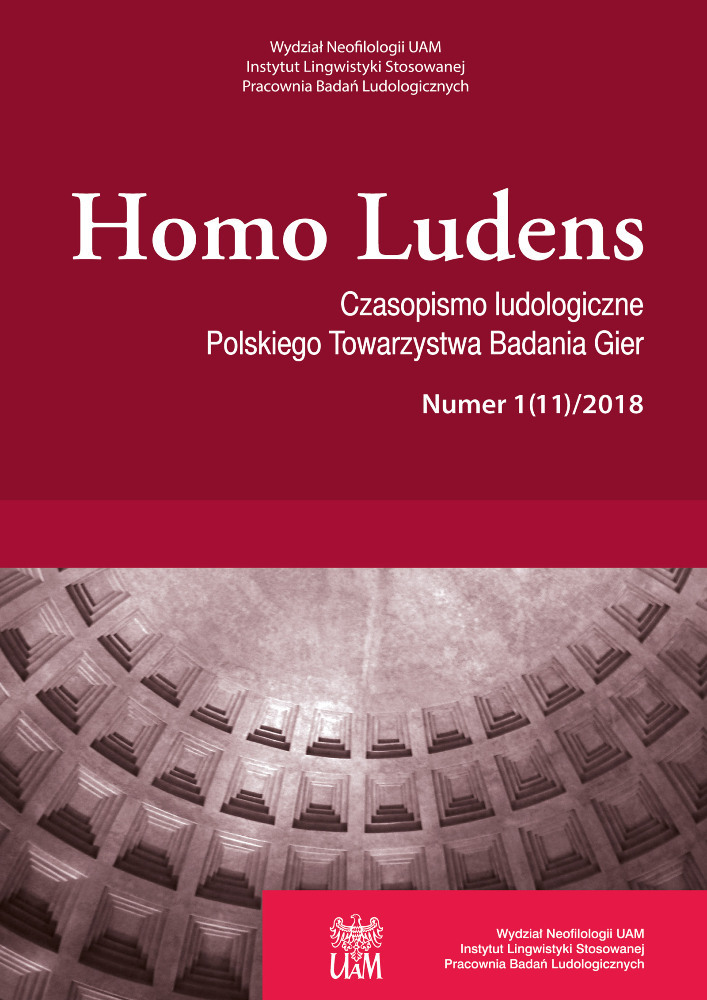 Okładka czasopisma Homo Ludens, nr 1 (11), rok 2018