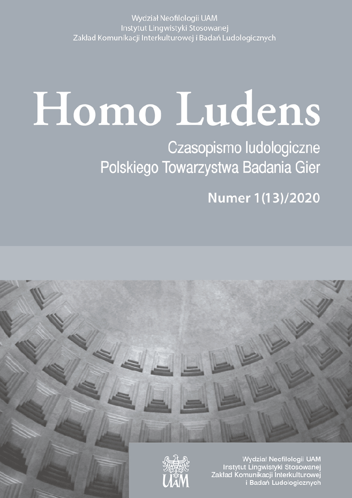 Okładka czasopisma Homo Ludens, nr 1 (13), rok 2020