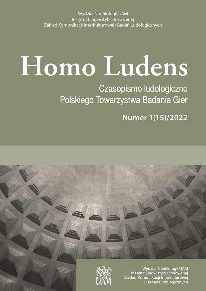 Okładka czasopisma Homo Ludens, nr 1(15), rok 2022