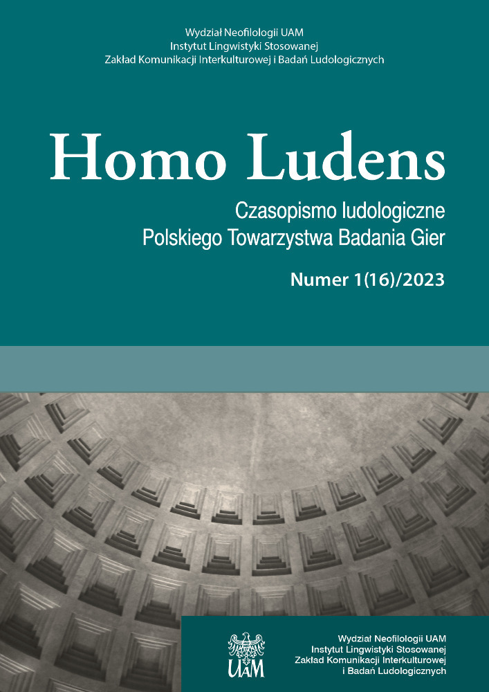 Okładka czasopisma Homo Ludens, nr 1(16), rok 2023