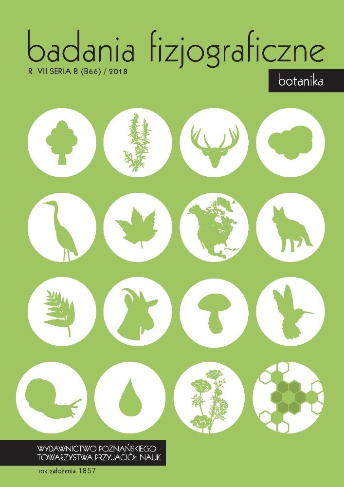 Okładka czasopisma Badania Fizjograficzne Seria B - Botanika, tom 66, rok 2018