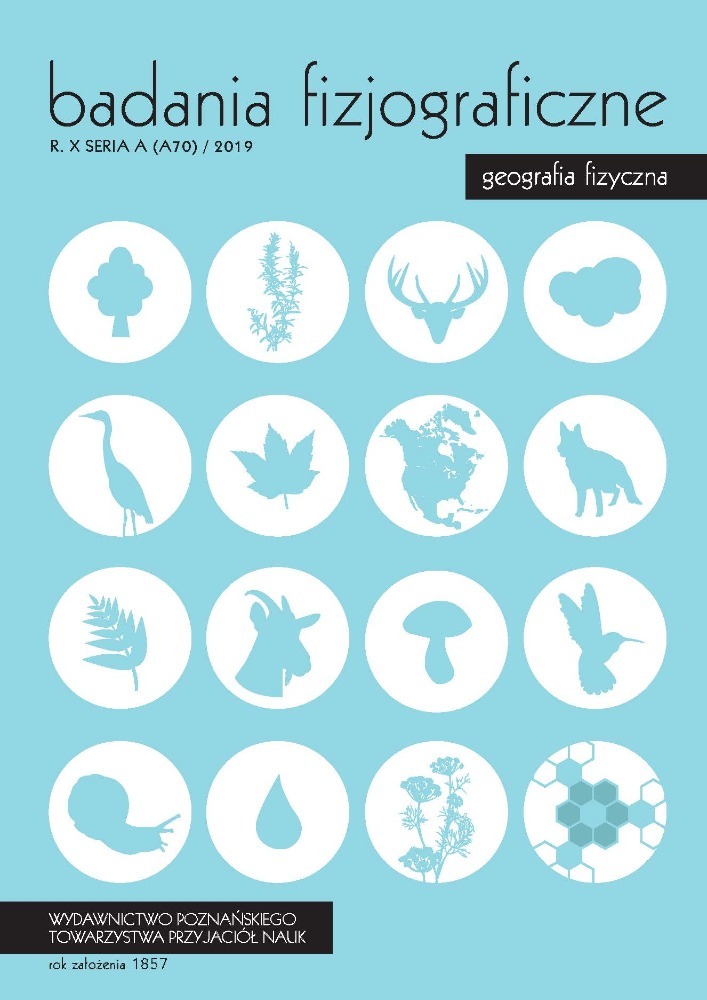 Okładka czasopisma Badania Fizjograficzne Seria A - Geografia Fizyczna, tom 10, nr A 70, rok 2019