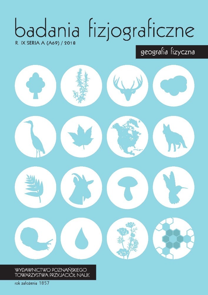 Okładka czasopisma Badania Fizjograficzne Seria A - Geografia Fizyczna, tom 9, nr A 69, rok 2018