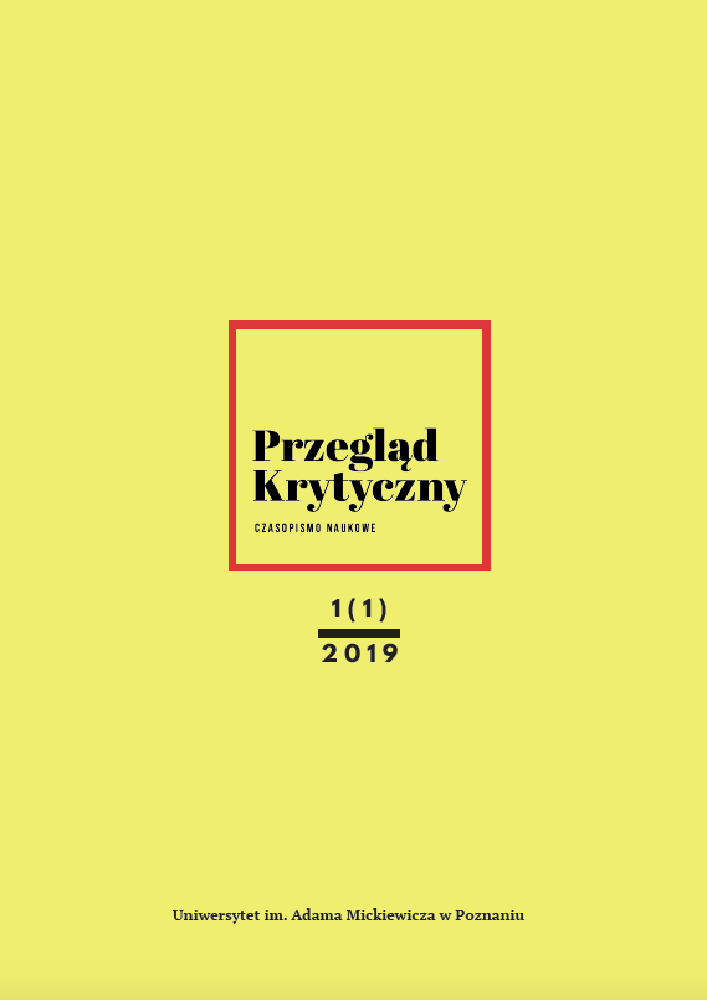 Okładka czasopisma Przegląd Krytyczny, tom 1, nr 1, rok 2019