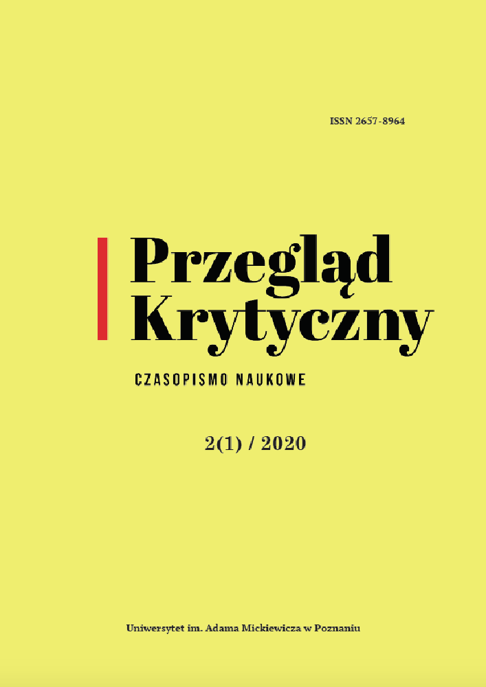Okładka czasopisma Przegląd Krytyczny, tom 2, nr 1, rok 2020
