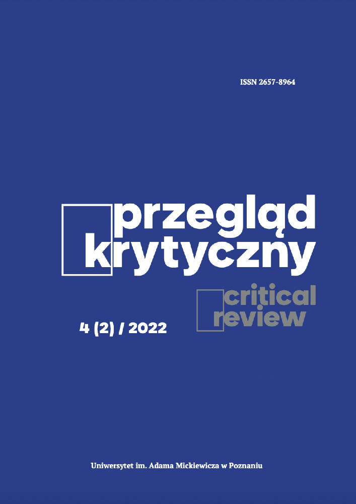 Okładka czasopisma Przegląd Krytyczny, tom 4, nr 2, rok 2022, tytuł Higher Education during the Pandemic: Case Studies from Central and Eastern Europe (Issue edited by Jekatyerina Dunajeva)