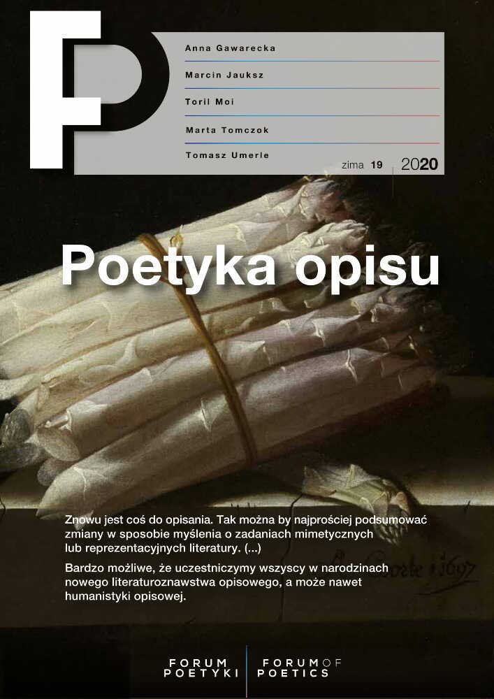 Okładka czasopisma Forum Poetyki, nr 19, rok 2020, tytuł zima 2020