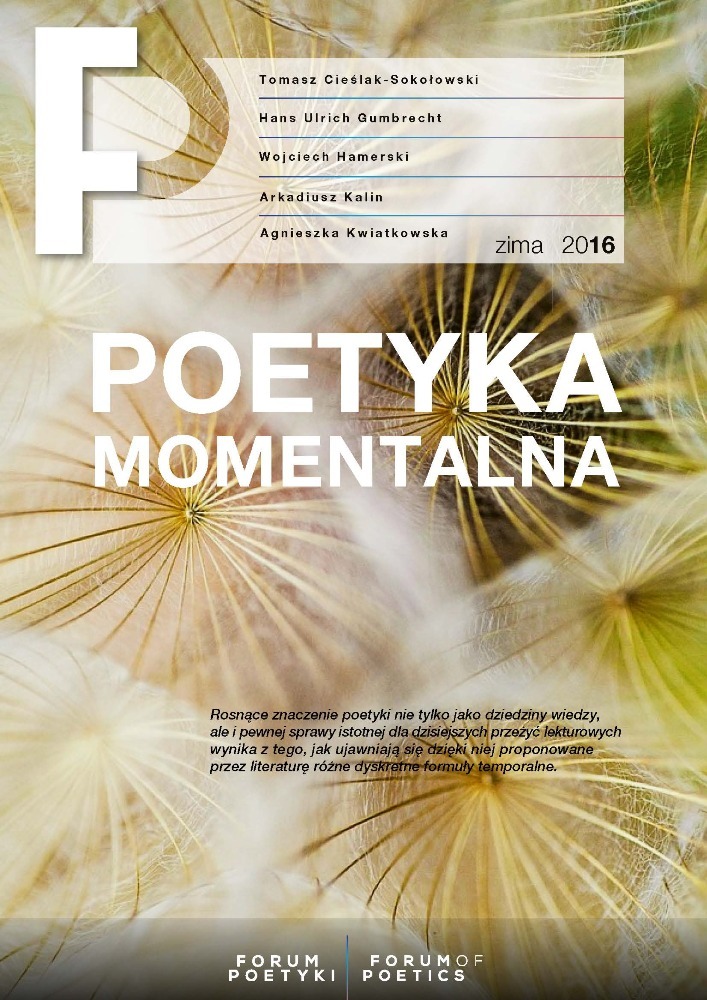 Okładka czasopisma Forum Poetyki, nr 3, rok 2016, tytuł zima 2016