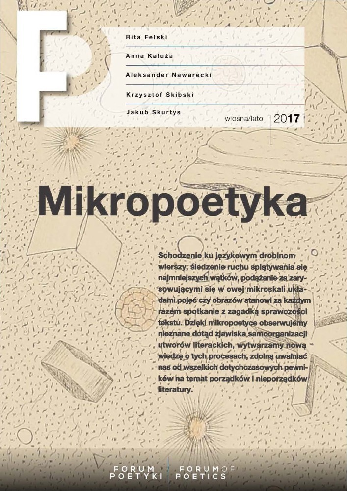 Okładka czasopisma Forum Poetyki, nr 8-9, rok 2017, tytuł wiosna/lato 2017