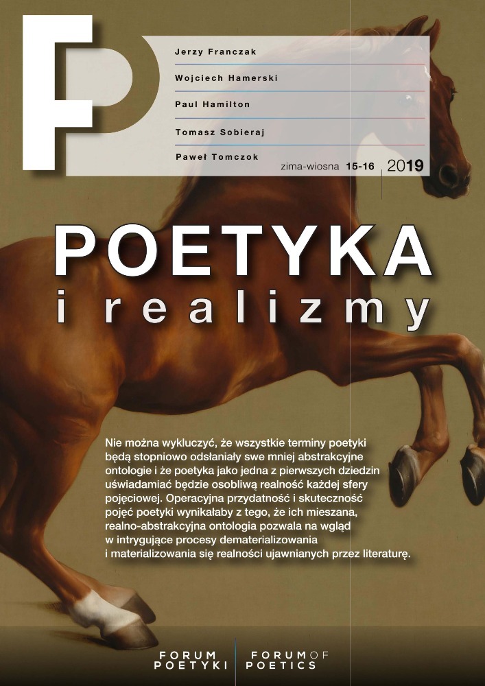 Okładka czasopisma Forum Poetyki, nr 15-16, rok 2019, tytuł zima/wiosna 2019