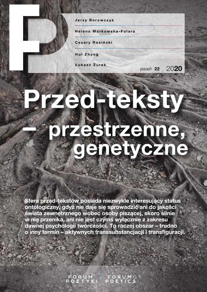 Okładka czasopisma Forum Poetyki, nr 22, rok 2020, tytuł jesień 2020