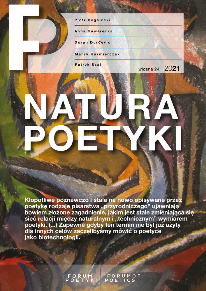 Okładka czasopisma Forum Poetyki, nr 24, rok 2021, tytuł wiosna 2021