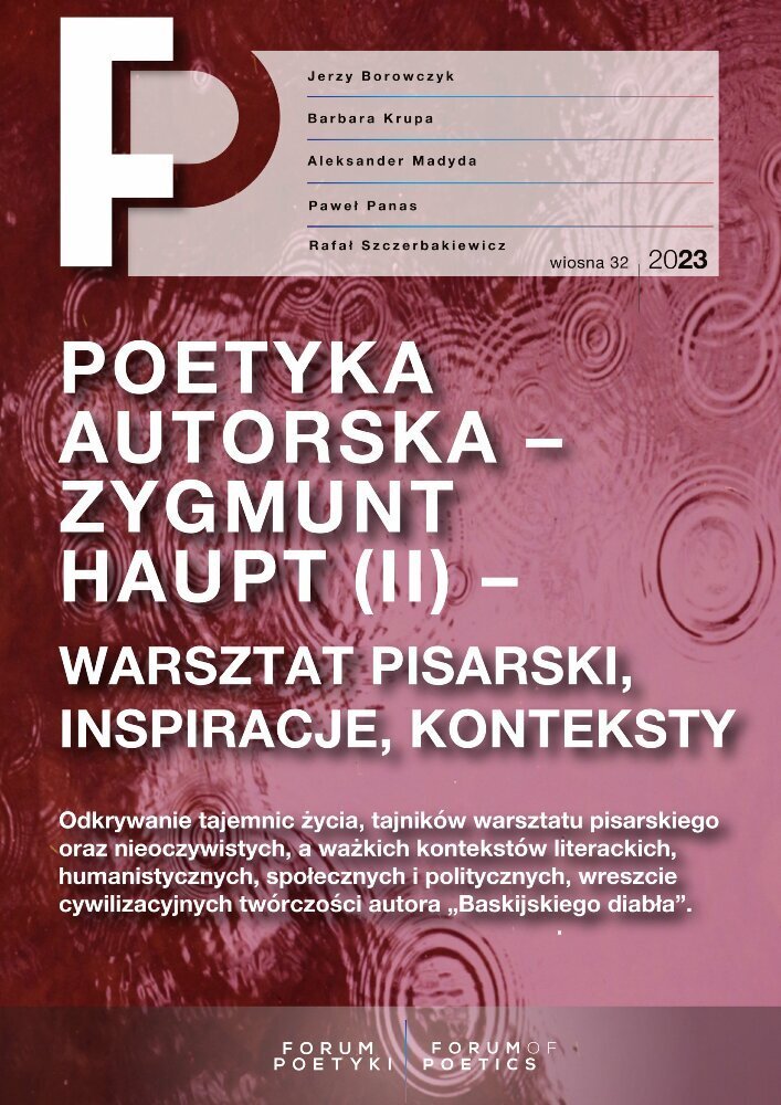 Okładka czasopisma Forum Poetyki, nr 32, rok 2023, tytuł wiosna 2023