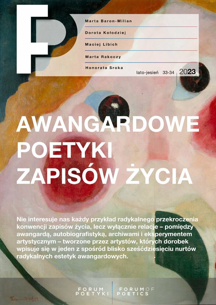 Okładka czasopisma Forum Poetyki, nr 33-34, rok 2023, tytuł lato-jesień 2023