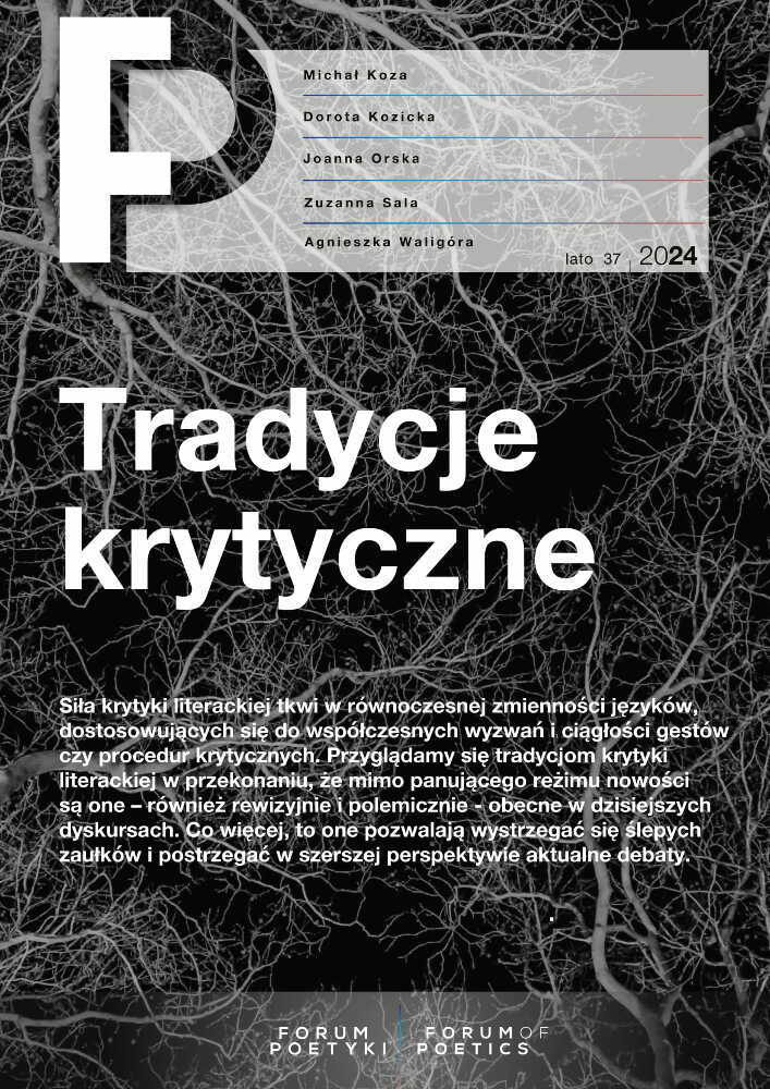 Okładka czasopisma Forum Poetyki, nr 37, rok 2024, tytuł lato 2024